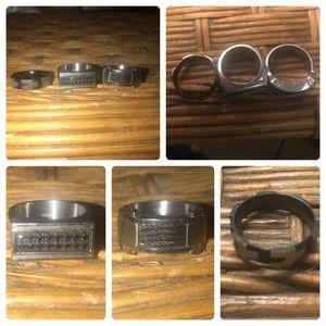 Bundle of 3 Men’s rings. Silver and black